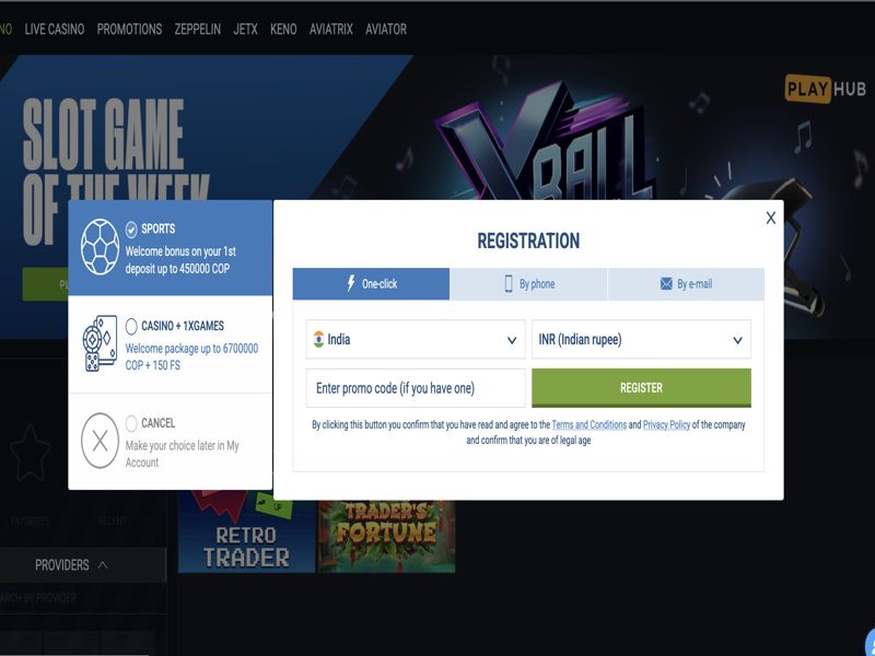 Регистрация в 1xbet